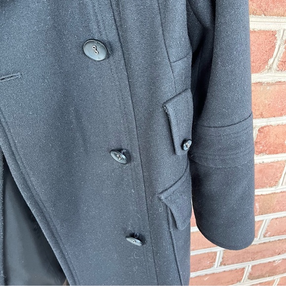 Black double breasted wool blend pea coat size 14. Laundry by design - Picture 8 of 14